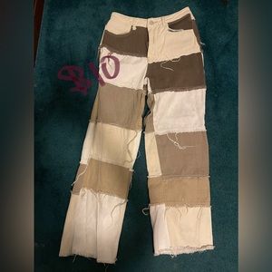 SHEIN medium color block straight leg jean